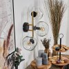 Ripoll Kogellampje, Wandlamp Goud, Zwart, 3-lichts