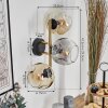 Ripoll Kogellampje, Wandlamp Goud, Zwart, 3-lichts