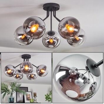 Gastor Plafondlamp, Kogellampje 52 cm Chroom, Duidelijk, Rookkleurig, 5-lichts