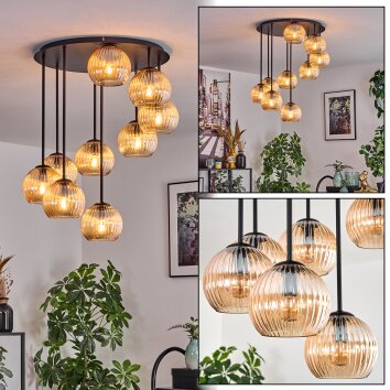 Koyoto Plafondlamp, Kogellampje 57 cm Amber, 9-lichts