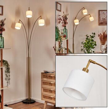 Bassagoda Staande lamp Messing, Zwart, 3-lichts