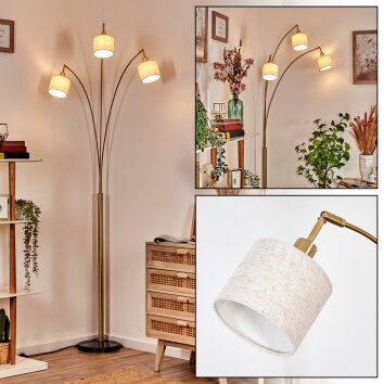 Bassagoda Staande lamp Messing, Zwart, 3-lichts