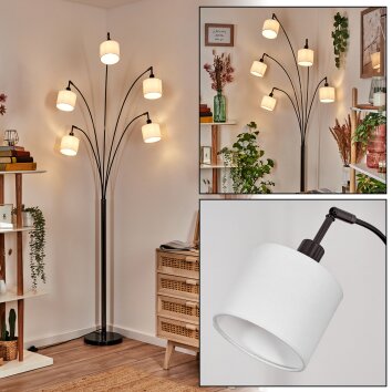 Bassagoda Staande lamp Chroom, Zwart, 5-lichts