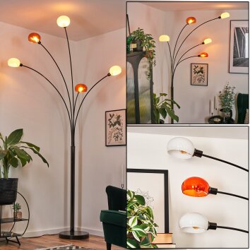 Nikkala Staande lamp Chroom, Zwart, 5-lichts