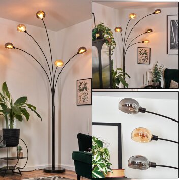 Nikkala Staande lamp Chroom, Zwart, 5-lichts