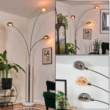 Nikkala Staande lamp Chroom, Wit, 3-lichts