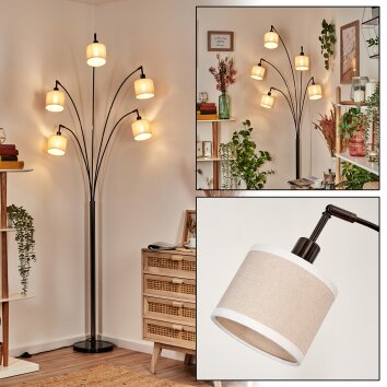 Bassagoda Staande lamp Chroom, Zwart, 5-lichts