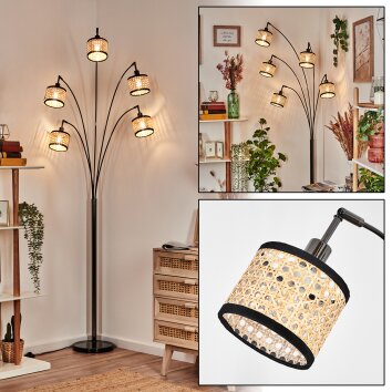 Ramila Staande lamp Chroom, Zwart, 5-lichts