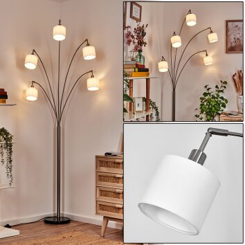 Bassagoda Staande lamp Nikkel mat, Zwart, 5-lichts