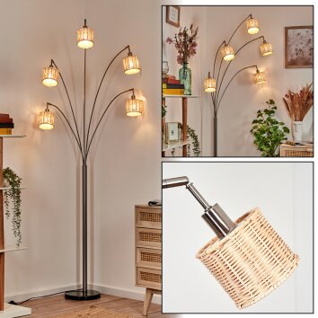 Cavaca Staande lamp Nikkel mat, Zwart, 5-lichts