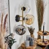 Ripoll Kogellampje, Wandlamp Goud, Zwart, 3-lichts