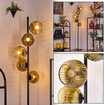 Ripoll Staande lamp Goud, Duidelijk, 5-lichts