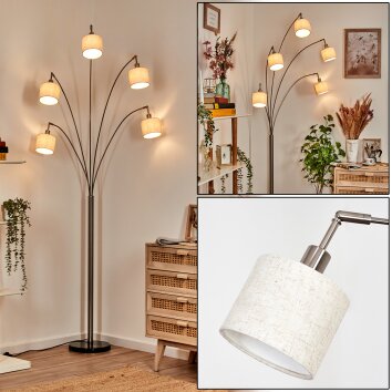 Bassagoda Staande lamp Nikkel mat, Zwart, 5-lichts