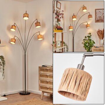 Granja Staande lamp Nikkel mat, Zwart, 5-lichts