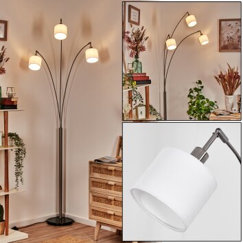 Bassagoda Staande lamp Nikkel mat, Zwart, 3-lichts