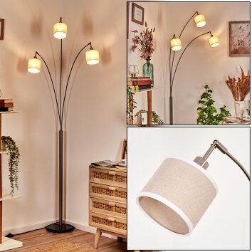 Bassagoda Staande lamp Nikkel mat, Zwart, 3-lichts