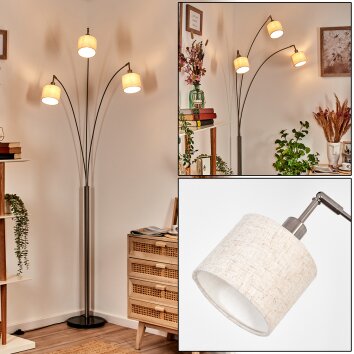 Bassagoda Staande lamp Nikkel mat, Zwart, 3-lichts