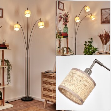 Sabadim Staande lamp Nikkel mat, Zwart, 3-lichts