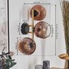 Ripoll Kogellampje, Wandlamp Goud, Zwart, 3-lichts