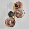 Ripoll Kogellampje, Wandlamp Goud, Zwart, 3-lichts