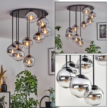 Gastor Plafondlamp, Kogellampje 57 cm Chroom, Duidelijk, Rookkleurig, 9-lichts