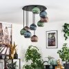 Koyoto Plafondlamp, Kogellampje 57 cm Blauw, Groen, Koperkleurig, 9-lichts