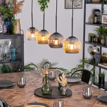 Ripoll Hanglamp, Kogellampje, Hanglamp Amber, Duidelijk, Rookkleurig, 4-lichts
