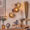 Ripoll Kogellampje, Wandlamp Goud, Zwart, 3-lichts