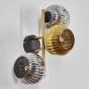 Ripoll Kogellampje, Wandlamp Goud, Zwart, 3-lichts