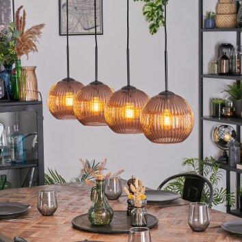 Koyoto Hanglamp, Kogellampje, Hanglamp Koperkleurig, 4-lichts