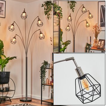 Yaak Staande lamp Nikkel mat, Zwart, 5-lichts