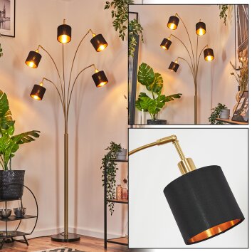 Alsen Staande lamp Messing, Zwart, 5-lichts