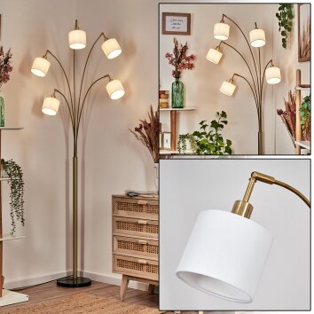 Bassagoda Staande lamp Messing, Zwart, 5-lichts