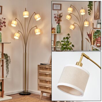 Bassagoda Staande lamp Messing, Zwart, 5-lichts