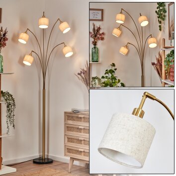 Bassagoda Staande lamp Messing, Zwart, 5-lichts