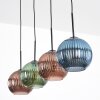 Koyoto Hanglamp, Kogellampje, Hanglamp Blauw, Groen, Koperkleurig, 4-lichts
