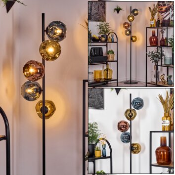 Ripoll Staande lamp Blauw, Goud, Koperkleurig, 5-lichts