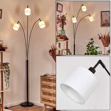 Bassagoda Staande lamp Chroom, Zwart, 3-lichts