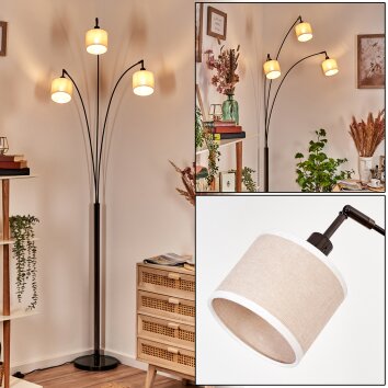 Bassagoda Staande lamp Chroom, Zwart, 3-lichts