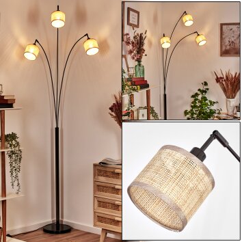 Sabadim Staande lamp Chroom, Zwart, 3-lichts