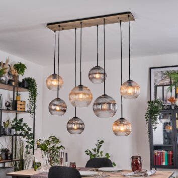 Koyoto Hanglamp, Kogellampje, Hanglamp Natuurlijke kleuren, Zwart, 8-lichts