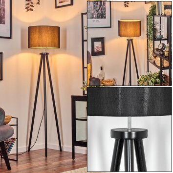 Soungou Staande lamp Chroom, Zwart, 1-licht