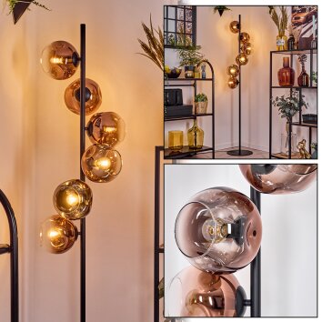 Ripoll Staande lamp Duidelijk, Koperkleurig, 6-lichts