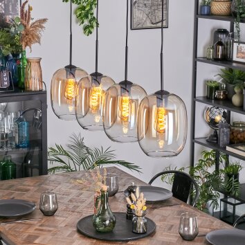 Apedo Hanglamp, Hanglamp Amber, Duidelijk, 4-lichts