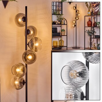 Koyoto Staande lamp Duidelijk, Rookkleurig, 6-lichts