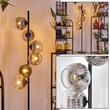 Ripoll Staande lamp Chroom, Duidelijk, Rookkleurig, 6-lichts