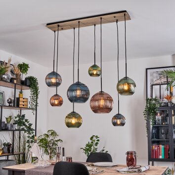 Koyoto Hanglamp, Kogellampje, Hanglamp Natuurlijke kleuren, Zwart, 8-lichts