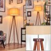 Soungou Staande lamp Chroom, Hout donker, 1-licht
