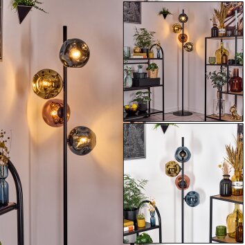 Ripoll Staande lamp Blauw, Goud, Koperkleurig, 4-lichts