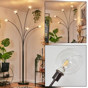 Nikkala Staande lamp Chroom, Zwart, 5-lichts